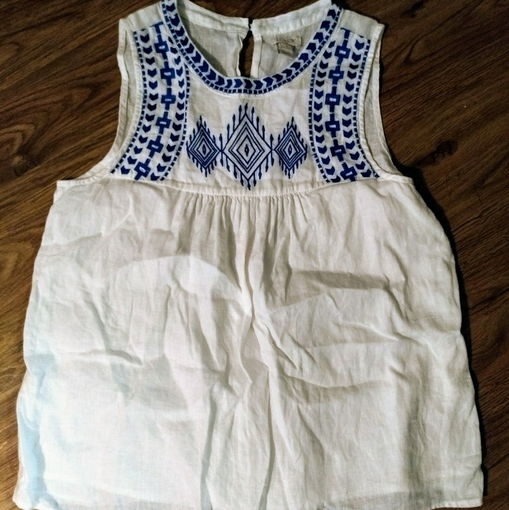 JCrew Embroidered Tank, Size 2, EUC!